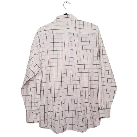 Alan Flusser Cream and Lilac Plaid Button Down Shirt - Picture 2 of 5